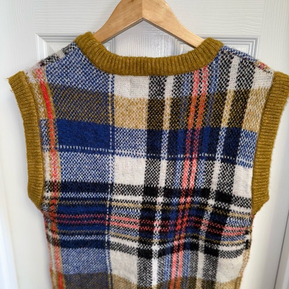 Maeve Plaid Boxy Sleeveless Sweater Vest Womens S Preppy School Girl Academia - Picture 2 of 7
